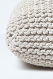 Homescapes Square Cotton Knitted Pouffe Floor Cushion in Natural - thumbnail 4