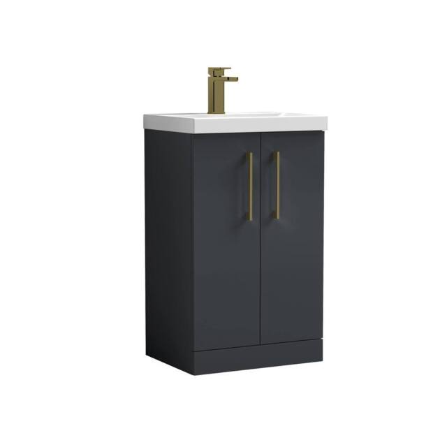 Balterley Modern Bathroom 2 Soft Close Door Vanity Unit Basin, Dark Grey, 500mm in Grey - image 1