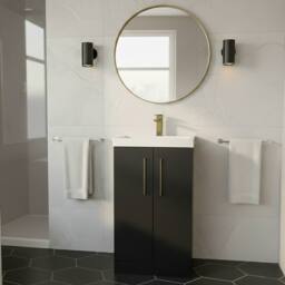 Balterley Modern Bathroom 2 Soft Close Door Vanity Unit Basin, Dark Grey, 500mm in Grey - thumbnail 2