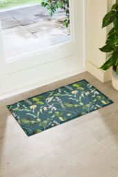 Artsy Mats Watercolour Leaves Indoor Outdoor Doormat (70 x 40cm) in Green - Size: 40 cm x 70 cm