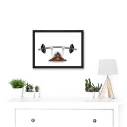 Artery8 Funny Photo Jack Russell Dog Personal Trainer Weight Lifter Artwork Framed Wall Art Print A4 in Black - thumbnail 2