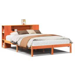 Berkfield Home Bookcase Bed without Mattress Wax Brown 140x190 cm Solid Wood Pine - thumbnail 2