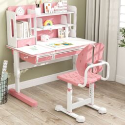 Costway Height-adjustable Kid¡¯s Desk Chair Children Study Chair in Pink - thumbnail 9