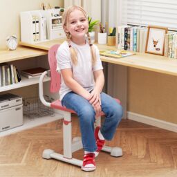 Costway Height-adjustable Kid¡¯s Desk Chair Children Study Chair in Pink - thumbnail 4