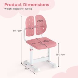 Costway Height-adjustable Kid¡¯s Desk Chair Children Study Chair in Pink - thumbnail 2