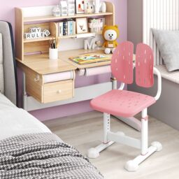 Costway Height-adjustable Kid¡¯s Desk Chair Children Study Chair in Pink - thumbnail 3