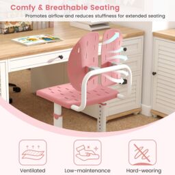 Costway Height-adjustable Kid¡¯s Desk Chair Children Study Chair in Pink - thumbnail 6