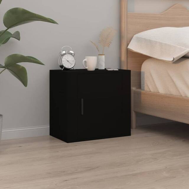Berkfield Home Elegant Wall-mounted Bedside Cabinets 2 pcs Black 50x30x47 cm - Size: 50 x 30 x 47 cm - image 1