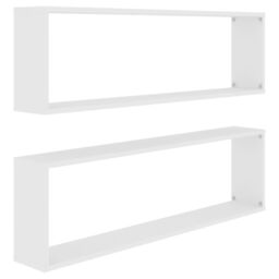 Berkfield Home Wall Cube Shelf 2 pcs White 100x15x30 cm Engineered Wood - Size: 100 x 15 x 30 cm - thumbnail 2