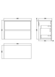 Balterley Chartley Contemporary 2 Drawer Wall Hung Vanity Unit, 800mm in Blue - thumbnail 2