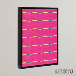"Artery8 Textile Pattern Vibrant Pink Framed Canvas Wall Art Print Furuya Korin - Size: W12"" x H16""" - thumbnail 2