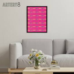 "Artery8 Textile Pattern Vibrant Pink Framed Canvas Wall Art Print Furuya Korin - Size: W12"" x H16""" - thumbnail 3