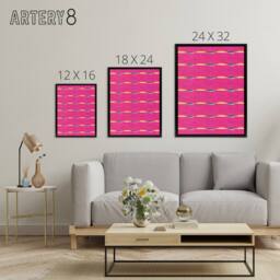 "Artery8 Textile Pattern Vibrant Pink Framed Canvas Wall Art Print Furuya Korin - Size: W12"" x H16""" - thumbnail 4