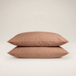 Bedable 100% Cotton Pillowcase Pair - Percale Cooling Sheets in Brown - Size: King Pillow Case - thumbnail 1