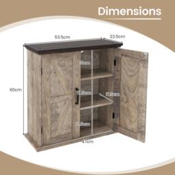 Costway Bathroom Wall Cabinet Farmhouse Medicine Cabinet w/ 2 Doors & Shelves in Grey - thumbnail 2