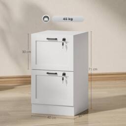 HOMCOM 2-Drawer File Cabinet, Lockable Filing Cabinet for A4 Letter, White - thumbnail 3