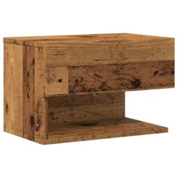 Berkfield Home Wall-mounted Bedside Cabinet Old Wood in Brown - thumbnail 1