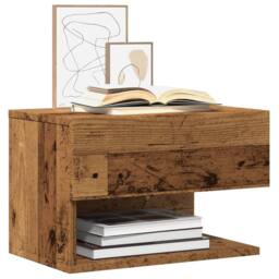 Berkfield Home Wall-mounted Bedside Cabinet Old Wood in Brown - thumbnail 4