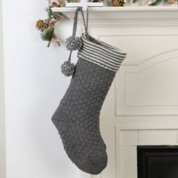 Dibor Set of 2 Grey Chunky Knit Pom Pom Xmas Gift Christmas Stockings - Size: 2 Pack - thumbnail 3