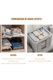 Living and Home Metal Frame Fabric Storage Box Clothes Organizer with Window in Pale Grey - Size: XL - thumbnail 3