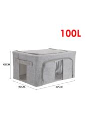Living and Home Metal Frame Fabric Storage Box Clothes Organizer with Window in Pale Grey - Size: XL - thumbnail 7