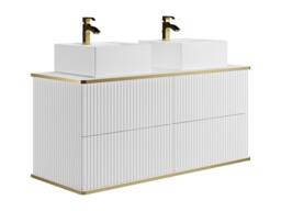 Vente-unique Fluted Wall-Hung Bathroom Unit With Square Double Countertop Basin and in White - thumbnail 5