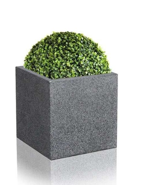 Primrose Black Square Cube Planter Poly-Terrazzo Outdoor Patio Garden 40cm - image 1