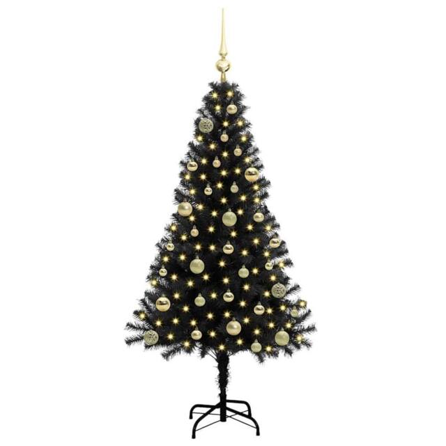 Berkfield Home Lush Christmas Tree with 150 LEDs with Stand Black 150 cm PVC - image 1
