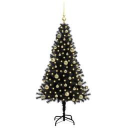 Berkfield Home Lush Christmas Tree with 150 LEDs with Stand Black 150 cm PVC