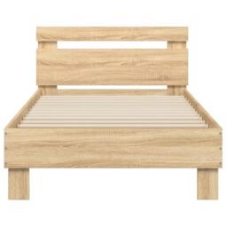 Berkfield Home Bed Frame without Mattress with Headboard Sonoma Oak 75x190 cm Small Single in Brown - thumbnail 5