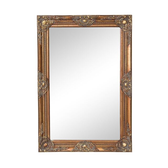 Large Antique Gold Ornate Rectangle Wall Mirror 81cm X 55cm