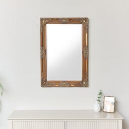 Large Antique Gold Ornate Rectangle Wall Mirror 81cm X 55cm - thumbnail 4