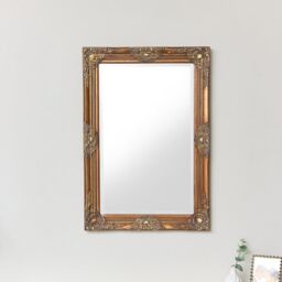 Large Antique Gold Ornate Rectangle Wall Mirror 81cm X 55cm - thumbnail 3