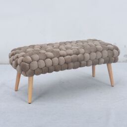 Artemis Home Cushla Bubbly Velvet Large Footstool in Taupe - thumbnail 3