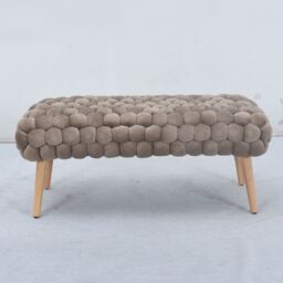 Artemis Home Cushla Bubbly Velvet Large Footstool in Taupe - thumbnail 2