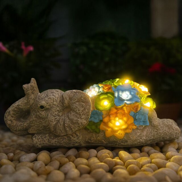 ILFD Group Ltd Solar Elephant Garden Ornament in Grey - Size: 6 Pack - image 1