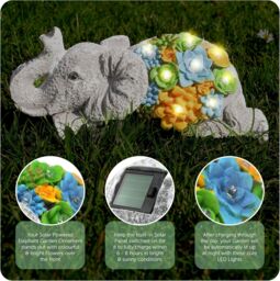 ILFD Group Ltd Solar Elephant Garden Ornament in Grey - Size: 6 Pack - thumbnail 4