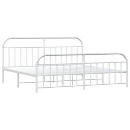 Berkfield Home Metal Bed Frame with Headboard & Footboard White 200x200 cm - thumbnail 5