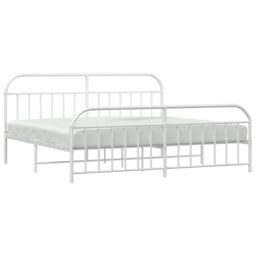 Berkfield Home Metal Bed Frame with Headboard & Footboard White 200x200 cm - thumbnail 4