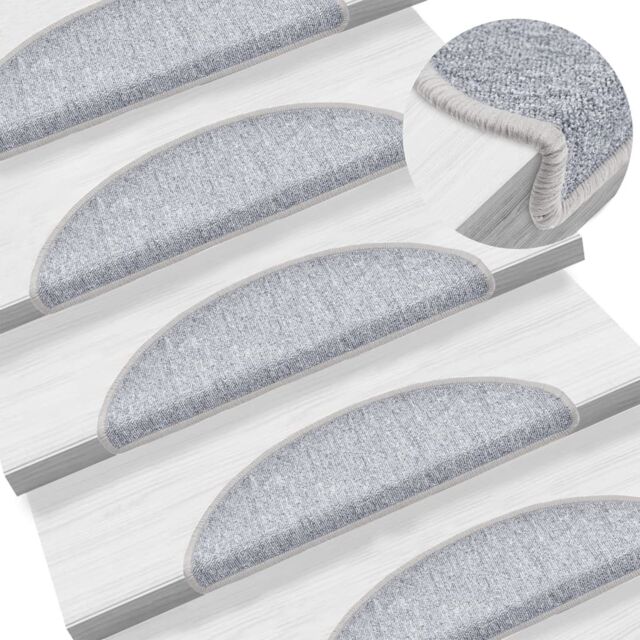 Berkfield Home Stair Mats 10 pcs 56x17x3 cm Light Grey - Size: Medium - image 1
