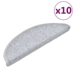 Berkfield Home Stair Mats 10 pcs 56x17x3 cm Light Grey - Size: Medium - thumbnail 2