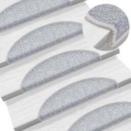 Berkfield Home Stair Mats 10 pcs 56x17x3 cm Light Grey - Size: Medium - thumbnail 1