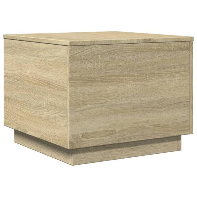 Berkfield Home Modern Coffee Table with LED Lights Sonoma Oak 50x50x40 cm in Light Tan - Size: 50 x 50 x 40 cm - image 1