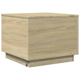 Berkfield Home Modern Coffee Table with LED Lights Sonoma Oak 50x50x40 cm in Light Tan - Size: 50 x 50 x 40 cm - thumbnail 9