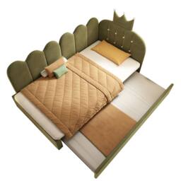 ModernLuxe Children's daybed with pull-out guest bed + L-shaped headboard in Green - Size: Single - thumbnail 8