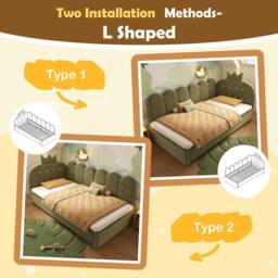 ModernLuxe Children's daybed with pull-out guest bed + L-shaped headboard in Green - Size: Single - thumbnail 7