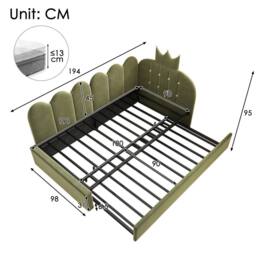ModernLuxe Children's daybed with pull-out guest bed + L-shaped headboard in Green - Size: Single - thumbnail 2