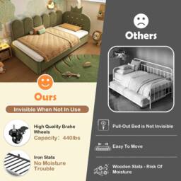 ModernLuxe Children's daybed with pull-out guest bed + L-shaped headboard in Green - Size: Single - thumbnail 3