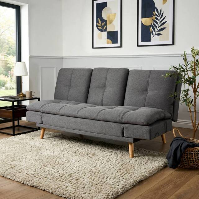 Bravich LTD Soho 4‑in‑1 Click Clack Sofa Bed - Linen Blend in Dark Grey - Size: 3 Seater - image 1