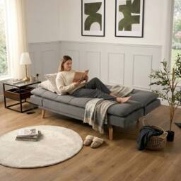 Bravich LTD Soho 4‑in‑1 Click Clack Sofa Bed - Linen Blend in Dark Grey - Size: 3 Seater - thumbnail 2